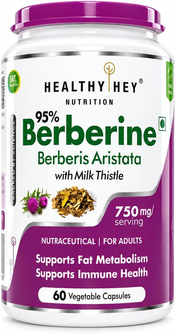 Berberis Berberine 95% with Milk Thistle Vegetable Capsules, 60 Count