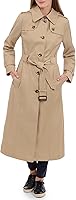 London Fog Women's Single Breasted Long Trench Coat with Epaulettes, Belt & Detachable Hood - Water-Resistant