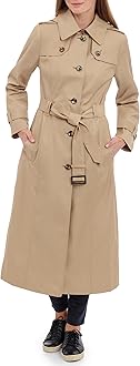 womens Single Breasted Long Trench Coat With Epaulettes and Belt