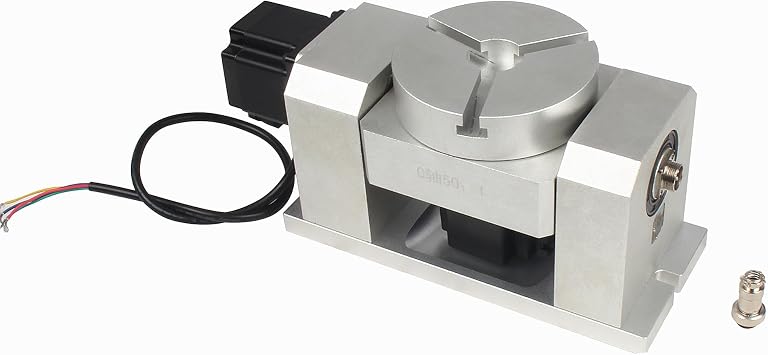 CNCTOPBAOS CNC 5th Axis Rotary Table Indexing Head Rotational 4th A and C Axis Linkage Dividing Head,Two Waterproof Nema23 Motor,No Backlash Harmonic Reducer Gearbox 501 for Engraving Milling Machine