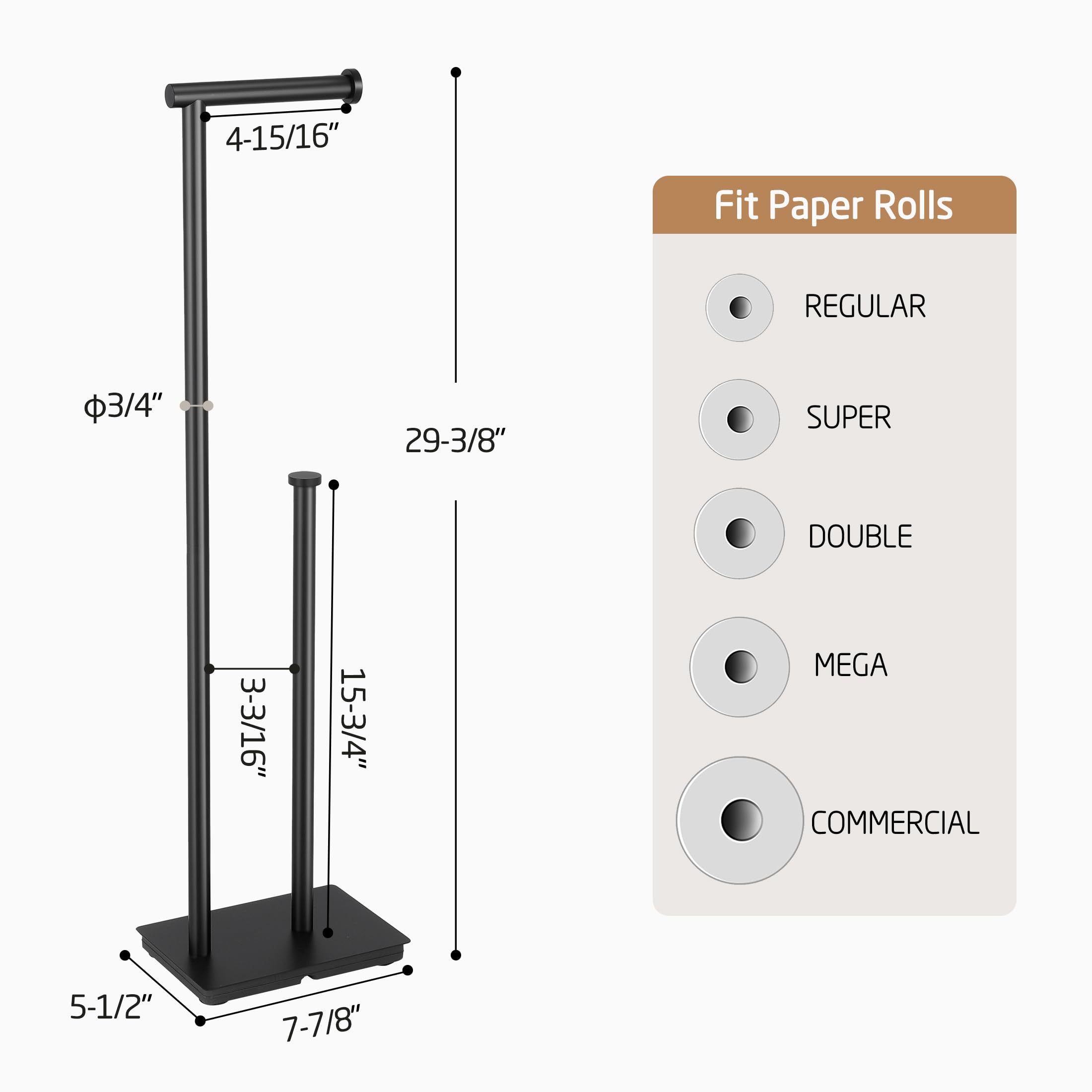KES Toilet Paper Holder Stand with Weighted Base, Matte Black, 29.5" H — Amazon image 5