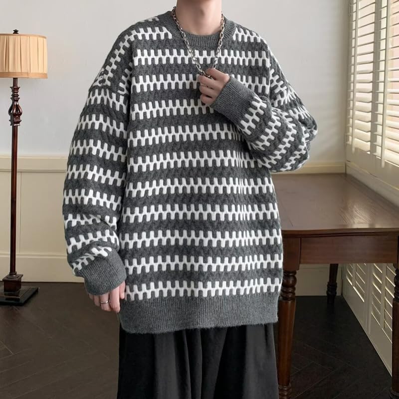 Round Neck Sweater Knit Sweater Autumn and Winter Undershirt Men's top3