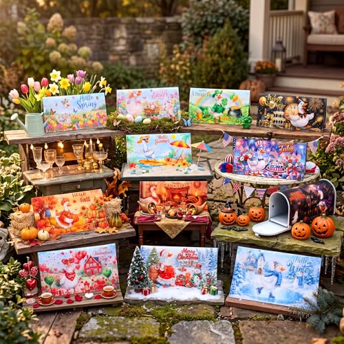 Image of Dispowreath 12 Pcs Goose Seasonal Mailbox Covers Magnetic Standard Size 18 x 21 Inch Summer Patriotic Magnetic Mailbox Covers for Garden Yard Outdoor Decor