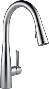 Delta Essa Brushed Nickel Kitchen Faucet with Pull Down Sprayer, Modern Single Hole Kitchen Sink Faucet, Single Handle, Arctic Stainless 9113-AR-DST
