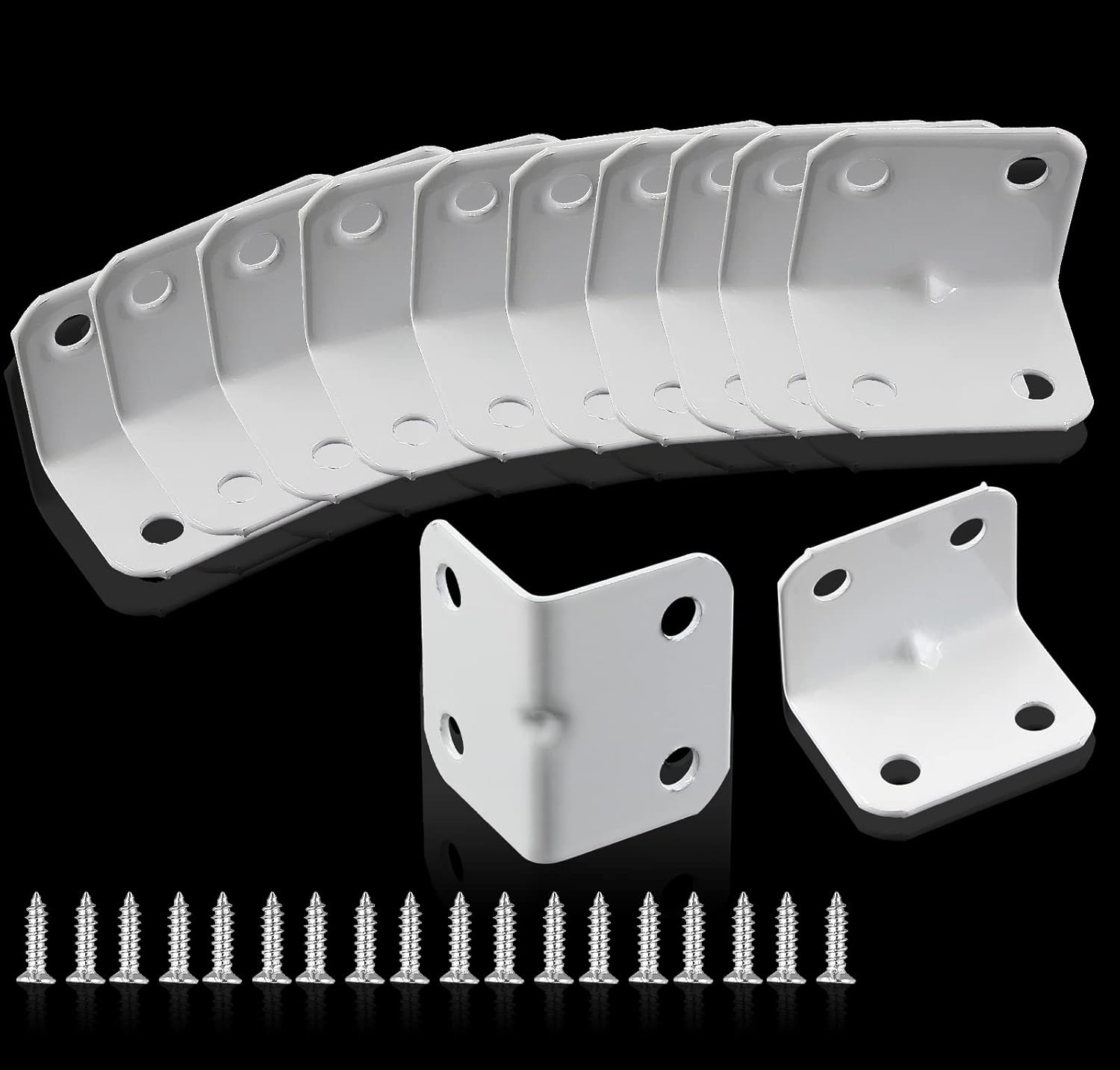 4 Pcs L Bracket Corner Brace ,26 x 26 x 32mm White Metal Bracket Braces,90 Degree L Shaped Brackets with 4 Holes for Fence ,Shelves, Furniture & Cabinet (White).