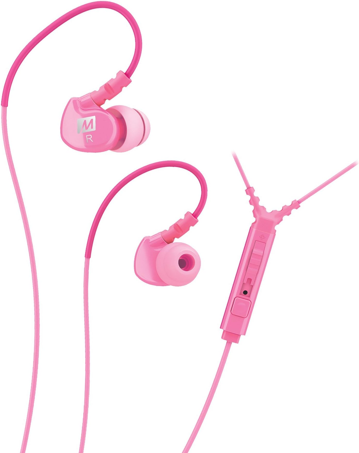 Sport-Fi M6P Memory Wire In-Ear Headphones with Microphone, Remote, and Universal Volume Control (Pink)