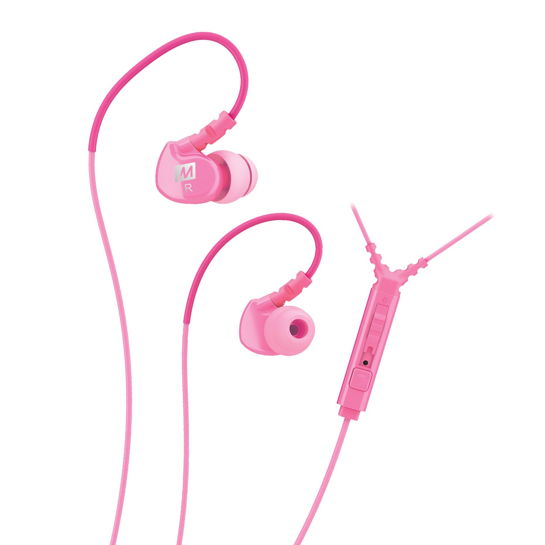 MEE audioSport-Fi M6P Memory Wire In-Ear Headphones with Microphone, Remote, and Universal Volume Control (Pink)
