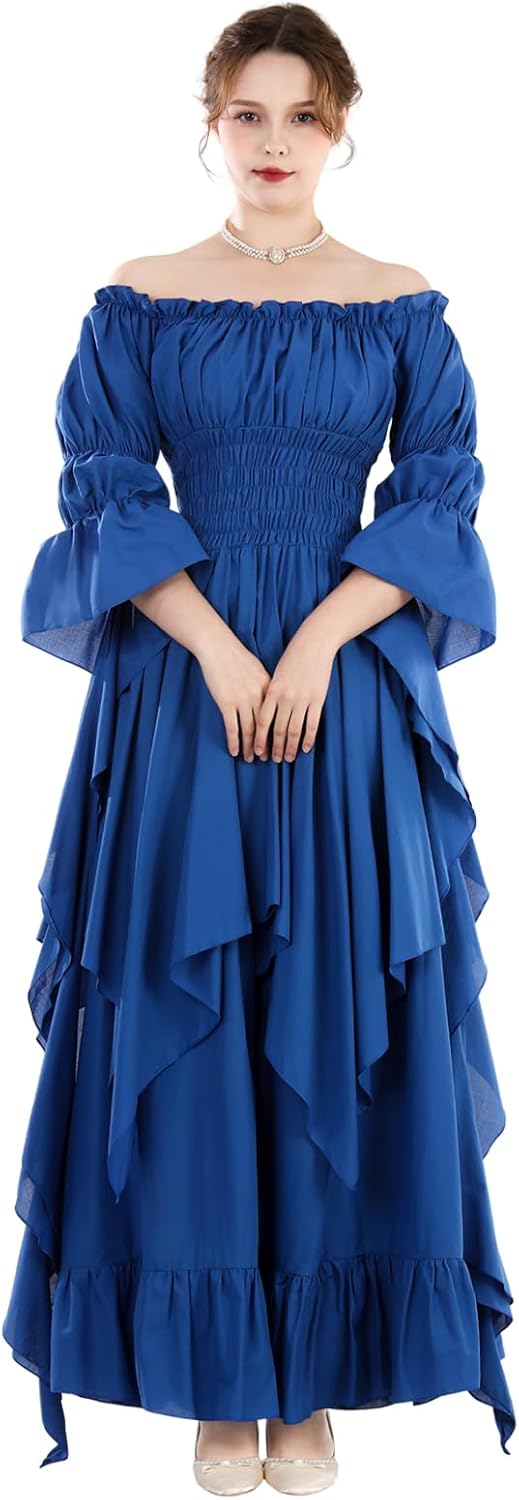 NSPSTT Victorian Dress Renaissance Costume Women Gothic Witch Dress Medieval Wedding Dress