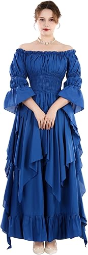 Miniatura 11 de NSPSTT Vestido victoriano, disfraz renacentista para mujer, vestido de bruja gótico, vestido de boda medieval