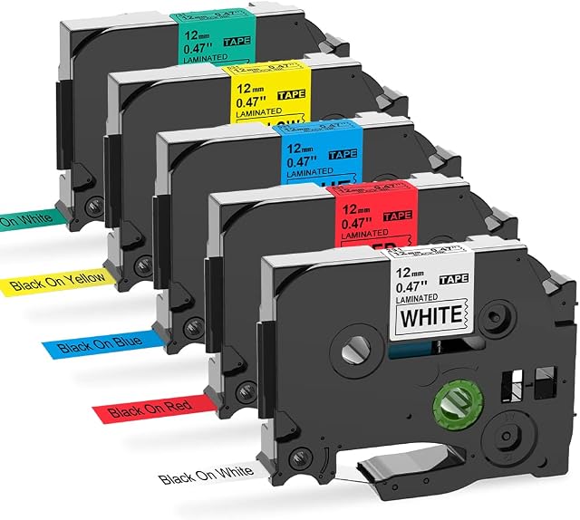 MarkField Compatible Label Tape Replacement for Brother P Touch 12mm x 8m Cassette TZ TZe-231 431 531 631 731 Work for Ptouch PT-1000 1005 1010 H108 H110 H101C H105 H107 D200 E100 5 Pack