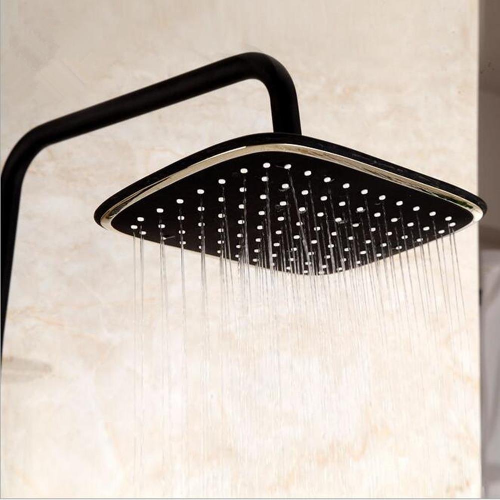 AXS Conjunto de regadera Ducha de cobre negra en la parte superior lateral Ducha de cobre arriba y abajo