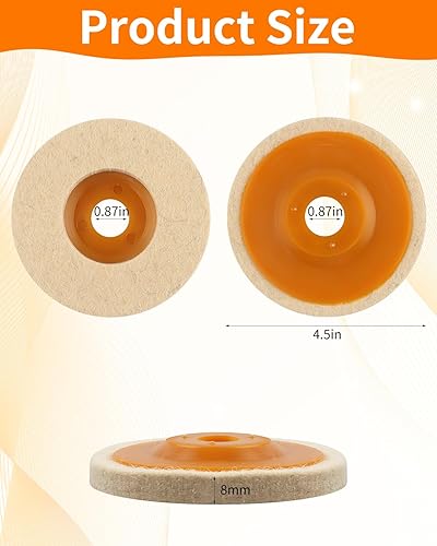 Miniatura 2 de Almohadilla de rueda de fieltro de lana de 4.5 pulgadas, paquete de 5 discos de pulido de lana para amoladora angular