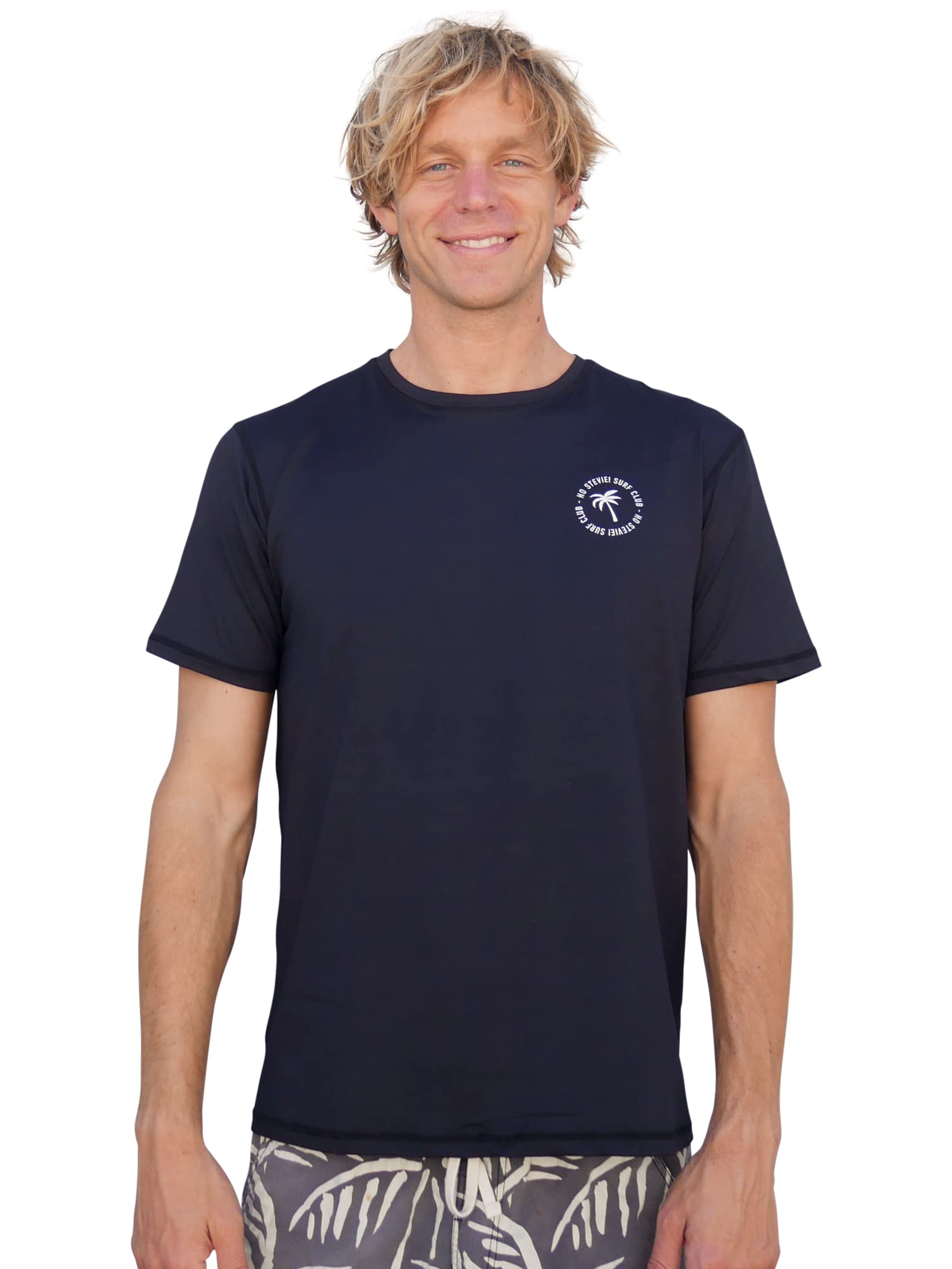 Ho Stevie!Men’s Rash Guard - Short Sleeve Loose Fitting Surf Swim Shirt - UV Protection UPF 50+