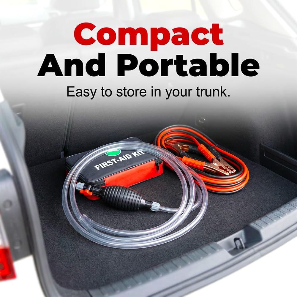 Multifunctional Liquid Siphon Pump, Manual Fuel Transfer Pump with 59" PVC Hoses, Portable Hand Fuel Pump for Diesel Water, Oil Fluid Extractor for Home Car Boat (1M Hose)