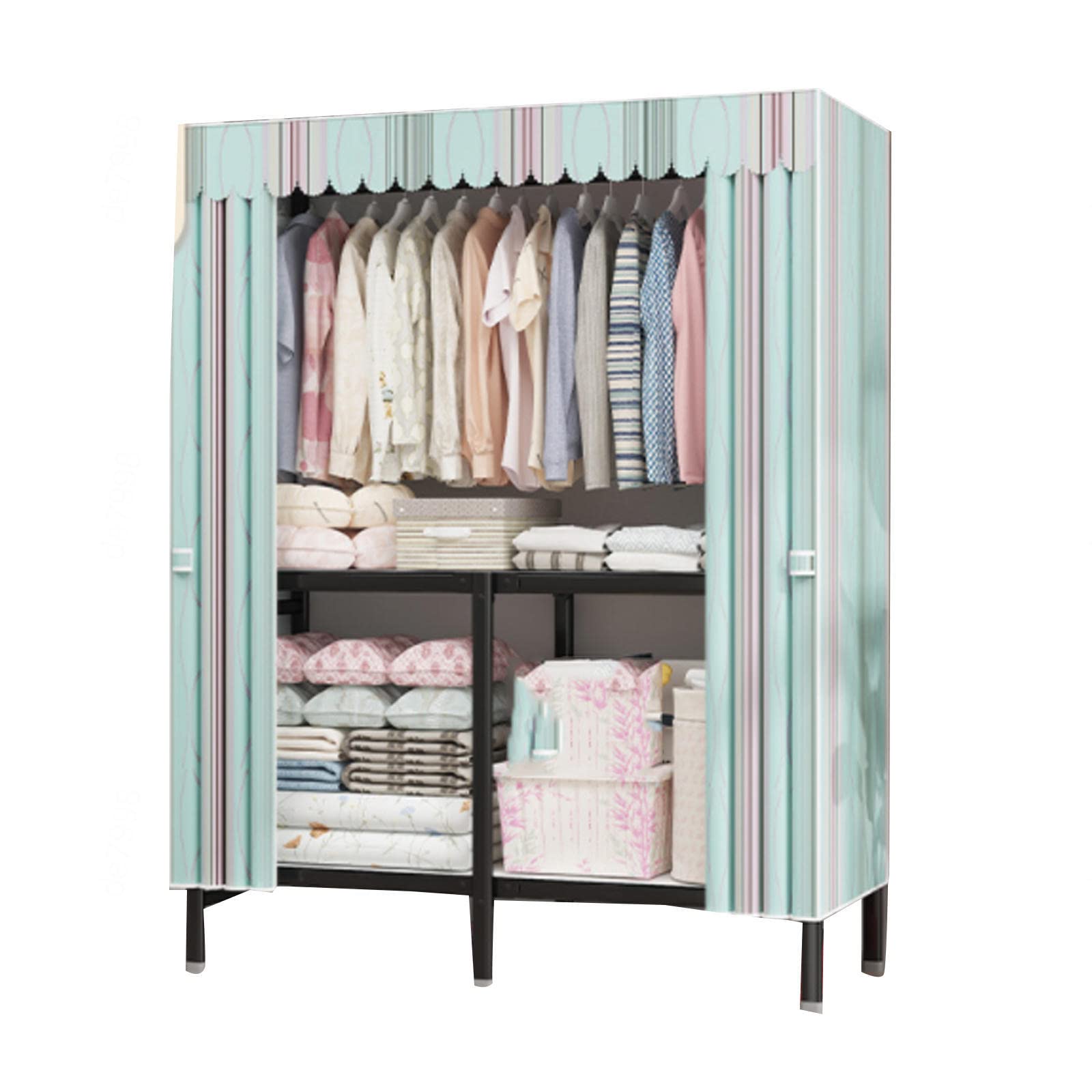 Armoire en tissu pliable C-125x45x167cm avec penderie intégrée
