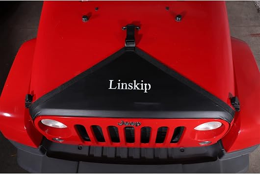 Linskip for Jeep Wrangler JK Hood Cover Exterior Accessories Engine Hood Bra Front Protector for Jeep JK JKU 2007-2018 Plain Black