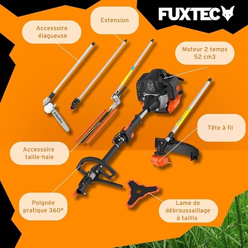 FUXTEC Débroussailleuse FX-MT252ER • Outil Multifonction 5en1 De 52cc - 6