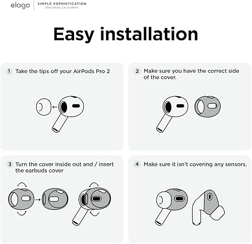 Miniatura 6 de elago Ajuste en la funda Funda para AirPods Pro 2 con almohadillas para las orejas diseñada para Apple AirPods Pro 2 (2 pares de 2 colores)