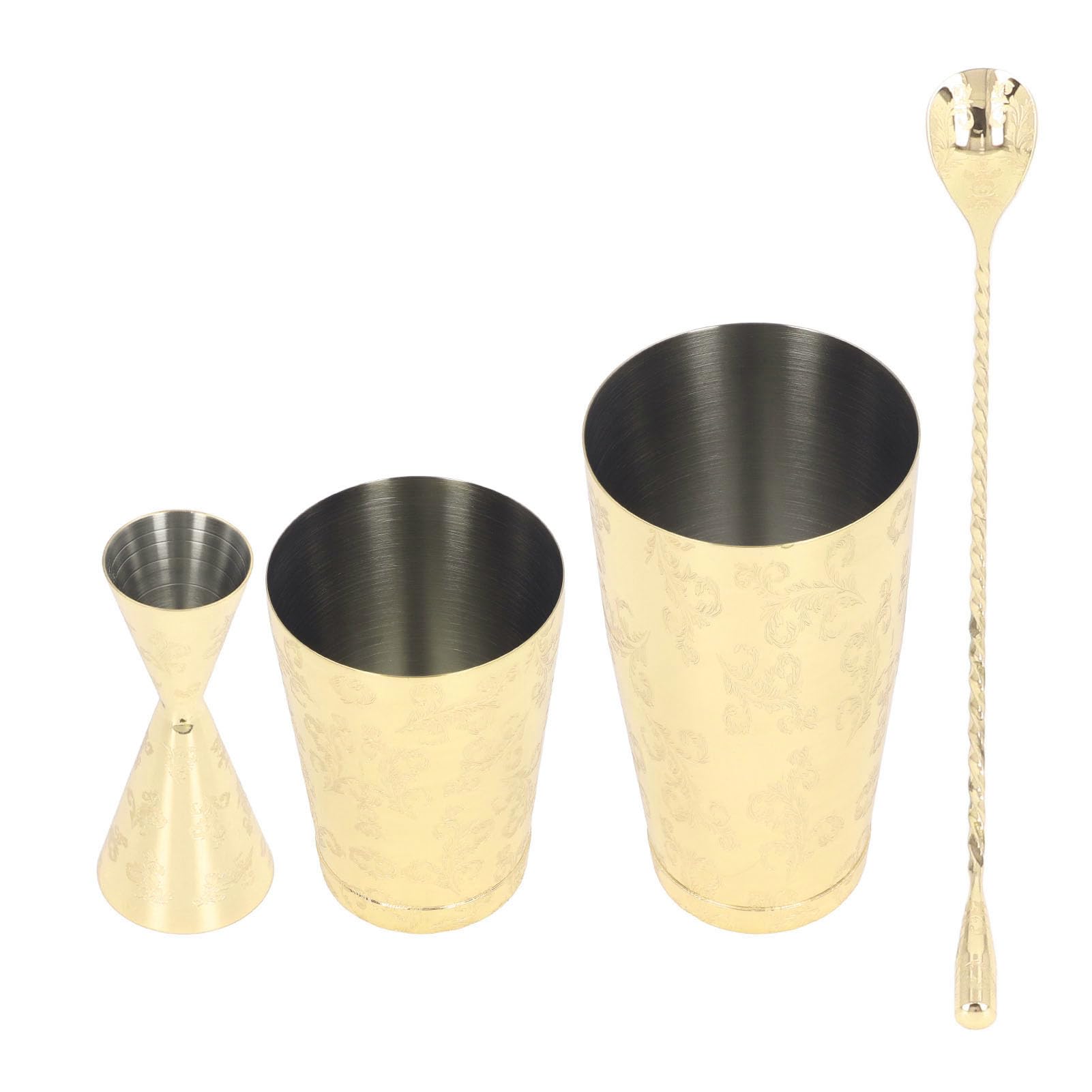 Juego de coctelera Boston con estampado vintage de acero inoxidable 304 para actividades de coctelería (Conjunto tres)