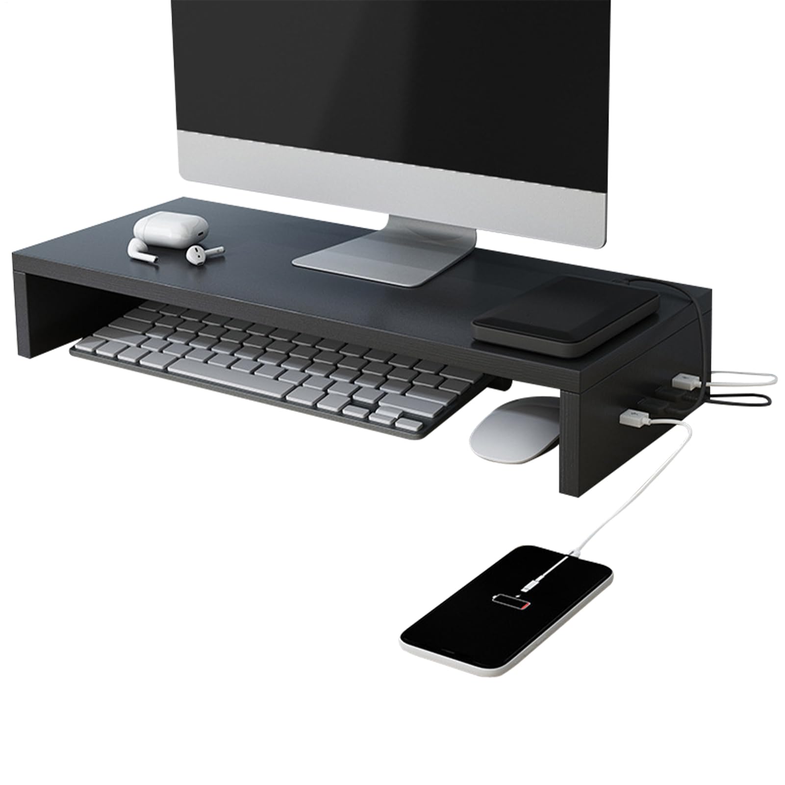 Monitor Riser Desk, 87x3,03 Ergonomiczna podwyższona podstawka z 4 portami USB do ulepszania stojaka na ekran komputera do akademika szkolnego domu komponenty electr