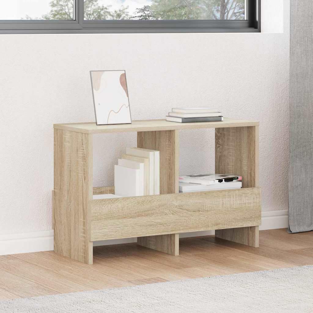 Scaffale portariviste in rovere Sonoma, 68,5 x 30 x 45 cm, portariviste per soggiorno e ufficio, portariviste con spazio e ripiano, per interni