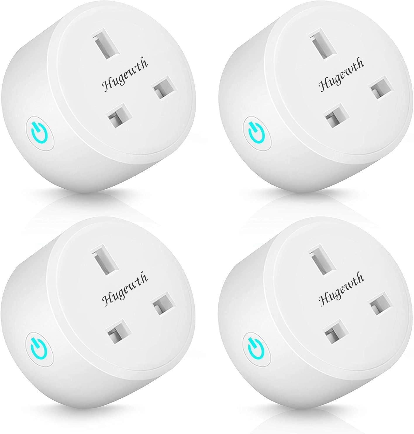 Smart WiFi Plug 4-Pack 16A Smart Outlet, Compatible with Alexa and Google Home, Mini Outlet with Remote Control and Voice Control with Power Count Timer Function, No Hub Required (4)