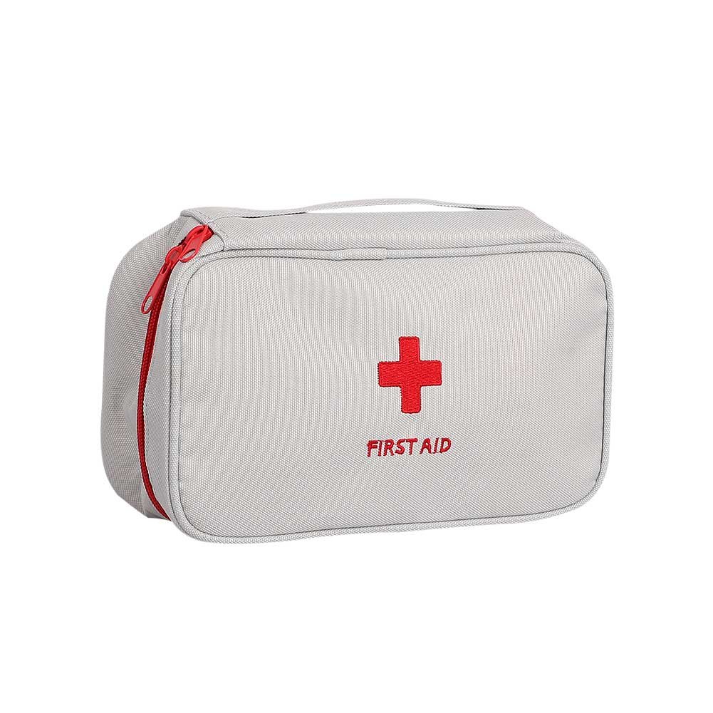 Portable First Aid Bag Medical Carrying Handbag with Compartment Empty Zipper Emergency Pouch for Home Travel Camp Hiking Small Medicine Packet Organizer Kit with Handle Survival Storage Case 1 Pack