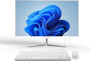 All-in-One Desktop Computer, 27" FHD IPS Intel N5095 Quad-Core Windows 11, 8GB RAM, 512GB SSD, Wired Keyboard & Mouse, RGB Speaker, White (N5095/8G/512G)