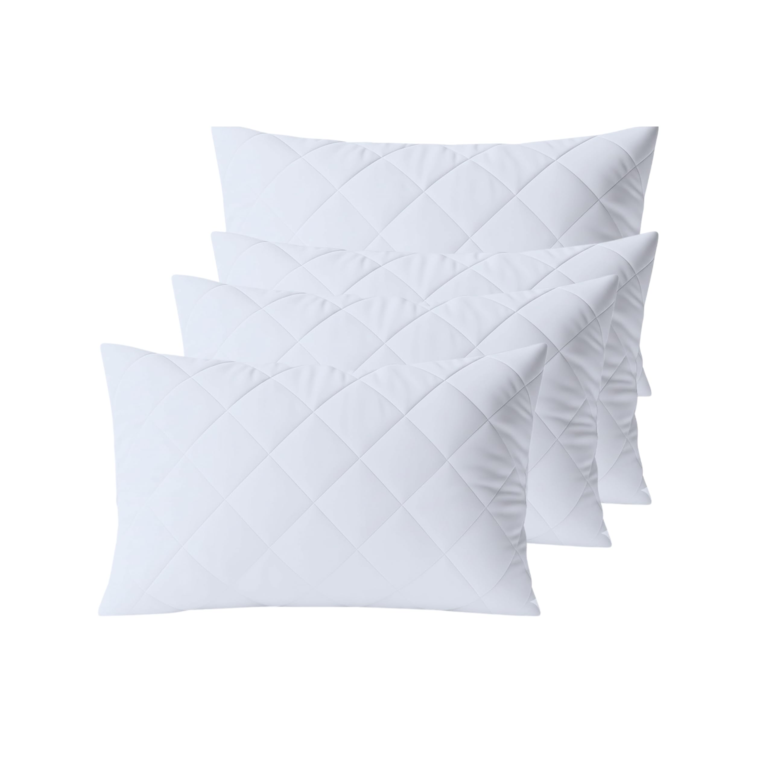 ELOVELA Premium Quilted Hotel Pillows 4 Pack – Soft, Supportive White Bed Pillows for Side, Back & Stomach Sleepers - Durable & Machine Washable