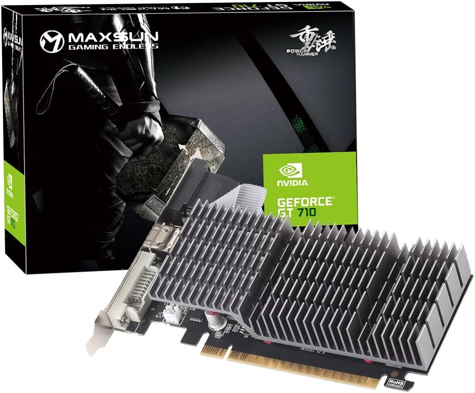 MAXSUN Scheda Video NVIDIA GEFORCE GT 710 2GB Scheda grafica GPU,Low Profile per HTPC Compatti e Build Low Profile Passive, Incluso Bracket Aggiuntivo I/O MAXSUN Scheda Video NVIDIA GEFORCE GT 710 2GB Scheda grafica GPU,Low Profile per HTPC Compatti e Build Low Profile Passive, Incluso Bracket Aggiuntivo I/O