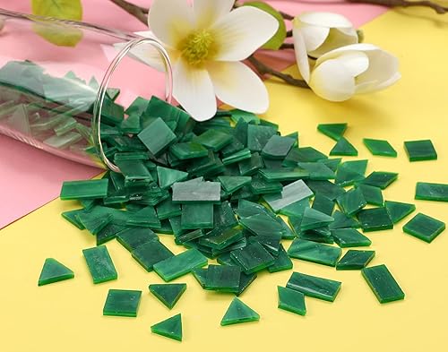 Vista 61 de Lanyani Azulejos de mosaico de vidrio para manualidades artísticas, 4 formas mixtas de vidrieras Tiffany, 200 piezas, Café