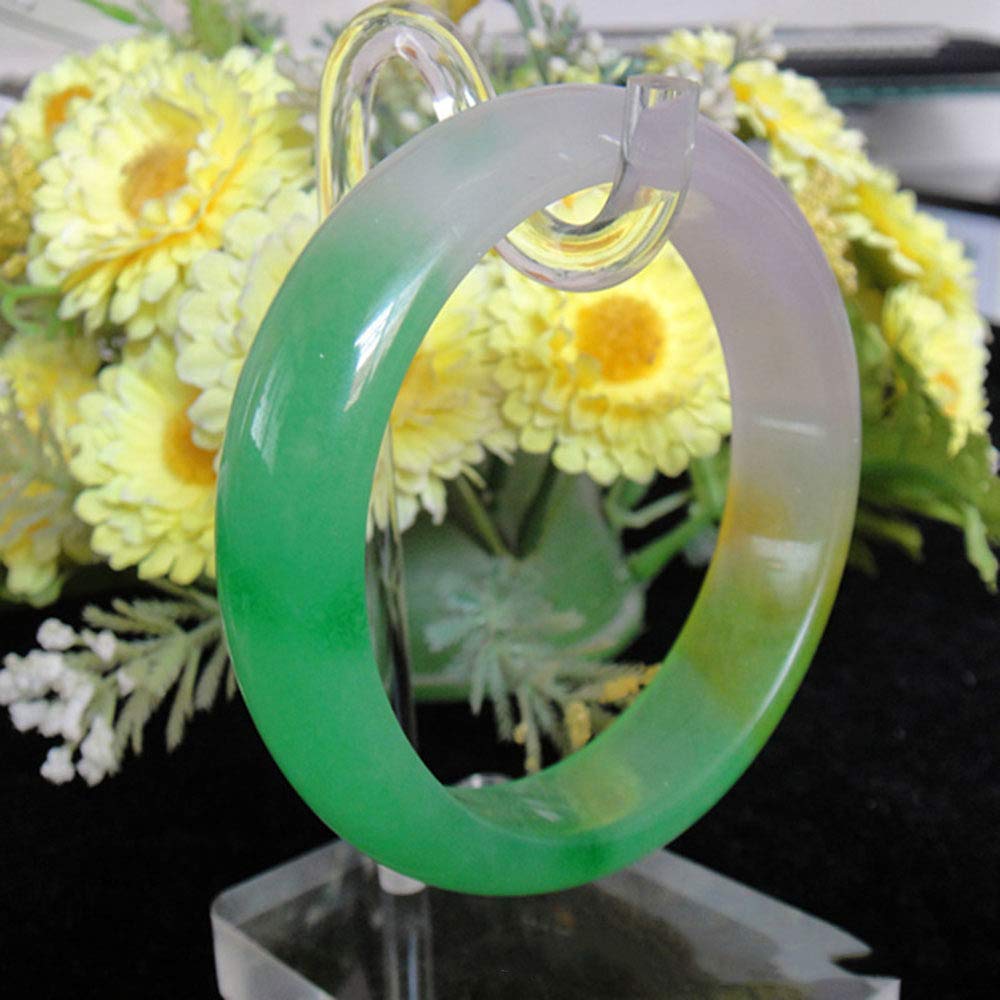 SnamicE Chinese Bracelet, Green Jade Bracelet, Natural Jade Bangle Green Jade Bracelet Quartzite Jade Tricolor Bracelet with Box,55mm,61mm