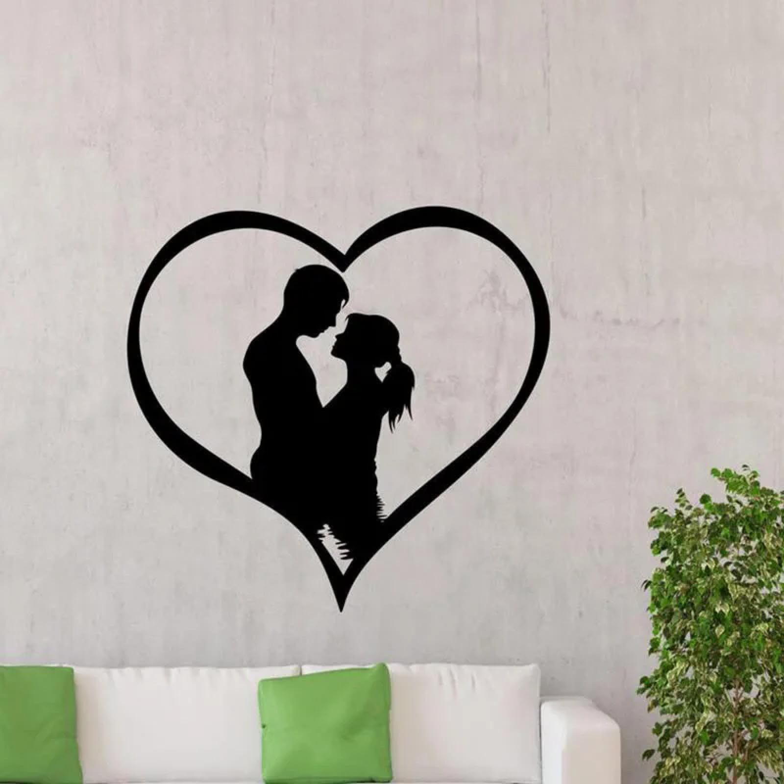 Youousi Black Romantic Valentine's Day Vinyl Window Stickers, Heart-Shaped Wall Decals, Couple Bedroom Home Wall Art Decals