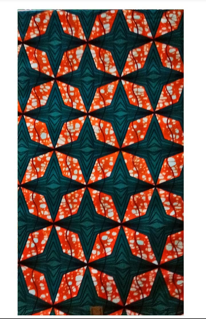 Coupon De Tissu Wax Africain 2 Yards (Environ 1.8m) - 100% Coton, Qualité Supérieure - Neuf