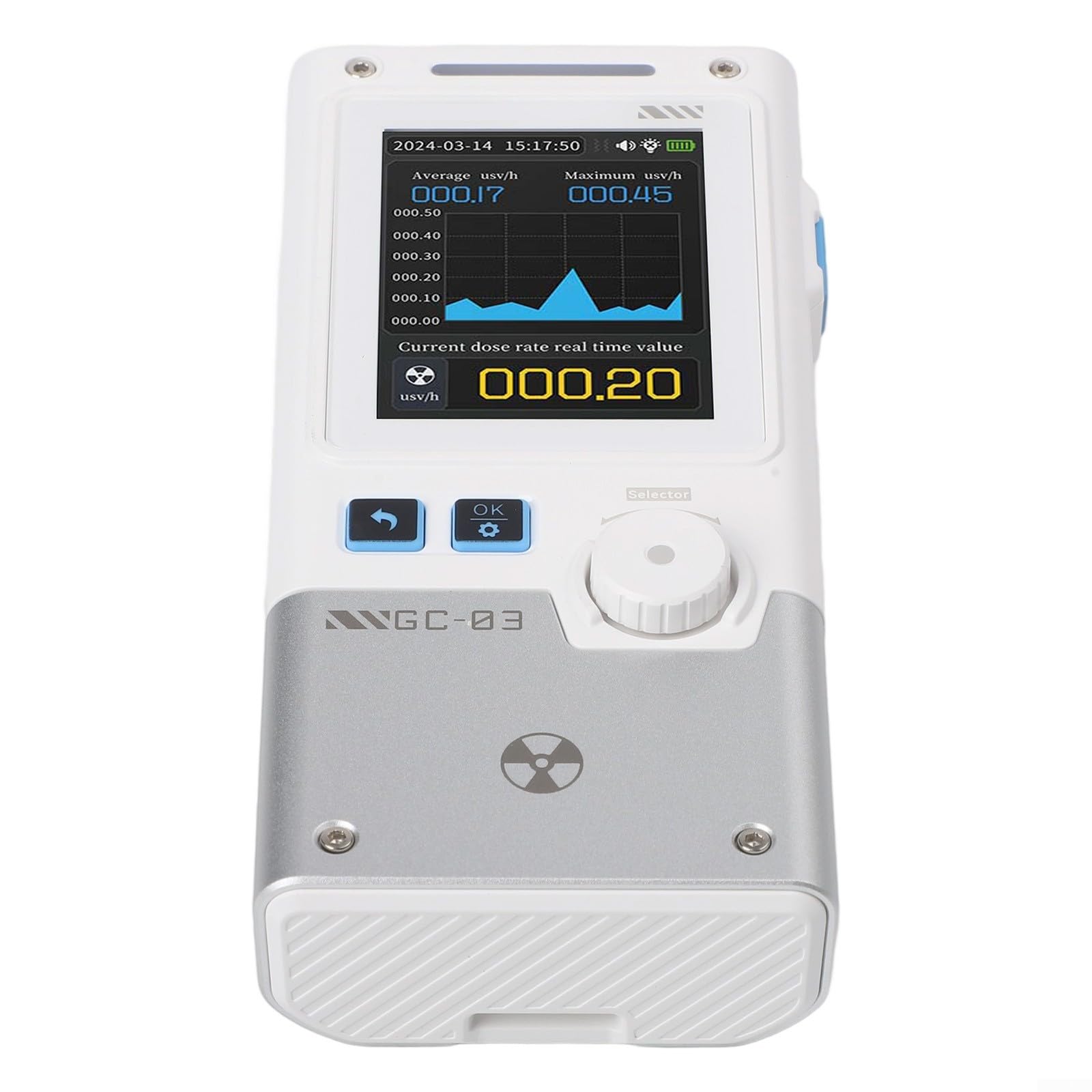 GC-03 Medidor EMF Detector de radiación nuclear con pantalla de 2.4 pulgadas para inspecciones de oficina en casa - Mide campos magnéticos eléctricos gamma (blanco)