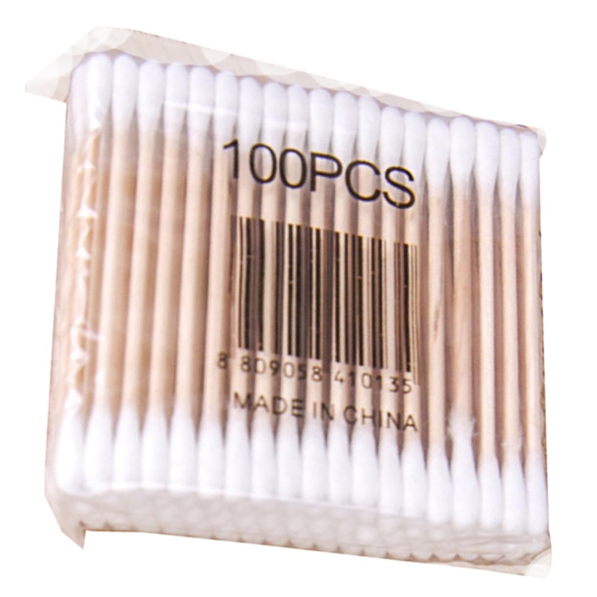 PLAFOPE 100Pcs Double Tipped Cotton Swabs Wooden Stick Swabs for Makeup Cleaning and Personal Care Cotton Buds with Sturdy Design for Safe Use Face Body