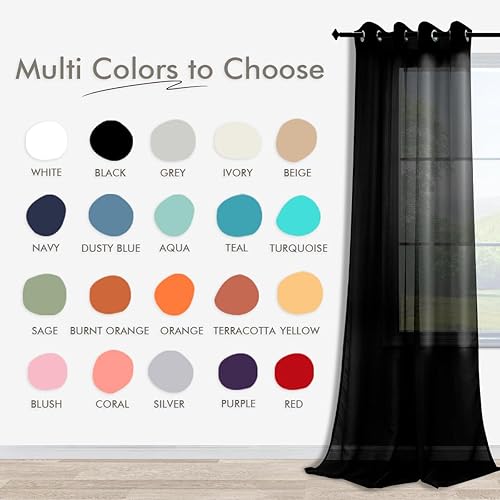 Miniatura 6 de KOUFALL Paquete de cortinas opacas negras para oscurecer la habitación y cortinas transparentes para sala de estar y dormitorio