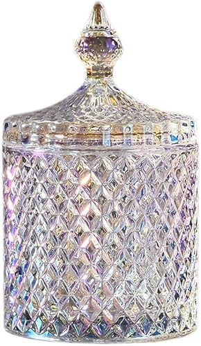 Miniatura 3 de Home - Juego básico de organización de almacenamiento de alimentos, tarro facetado de diamante de cristal con tapa de cristal, adecuado como plato