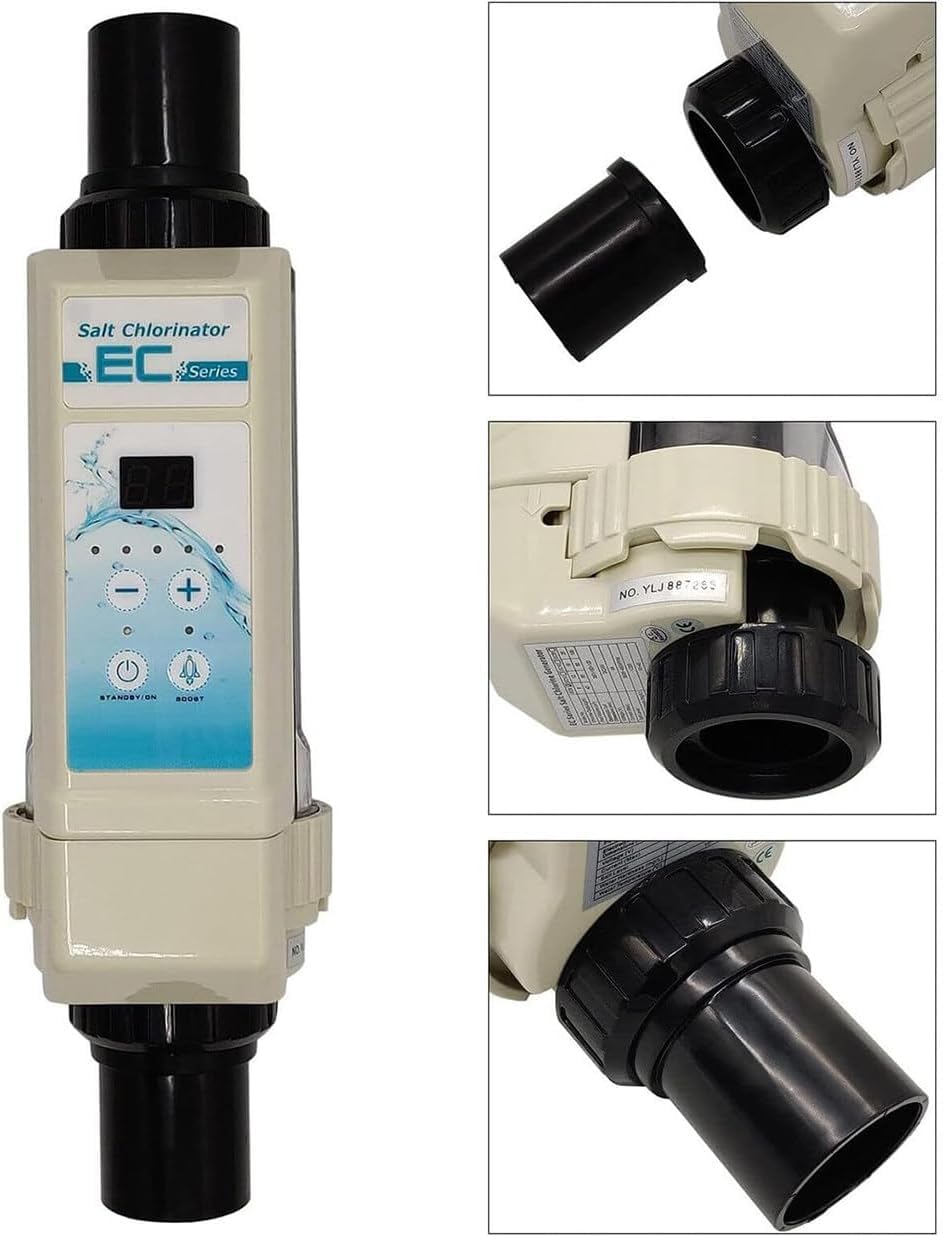 Clorador de piscina de agua salada, 8/12/16/20g/h, sistema generador de cloro salado electrolítico, dispositivo de clorador de agua salada SPA, generador de cloro de agua salada para piscina