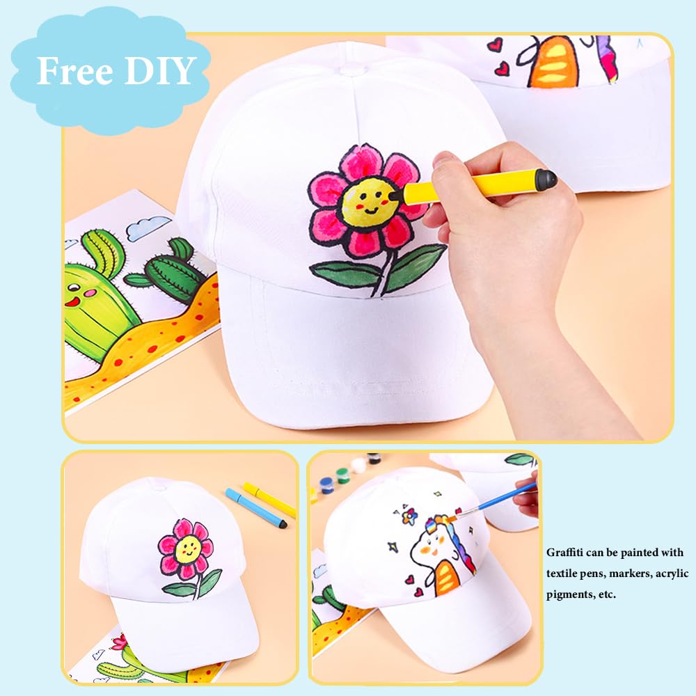 6 Cappellini Baseball Bianchi Fai Da Te Per Bambini | Con Adesivi Strass E Pennarelli | Regalo Creativo - Foto 11