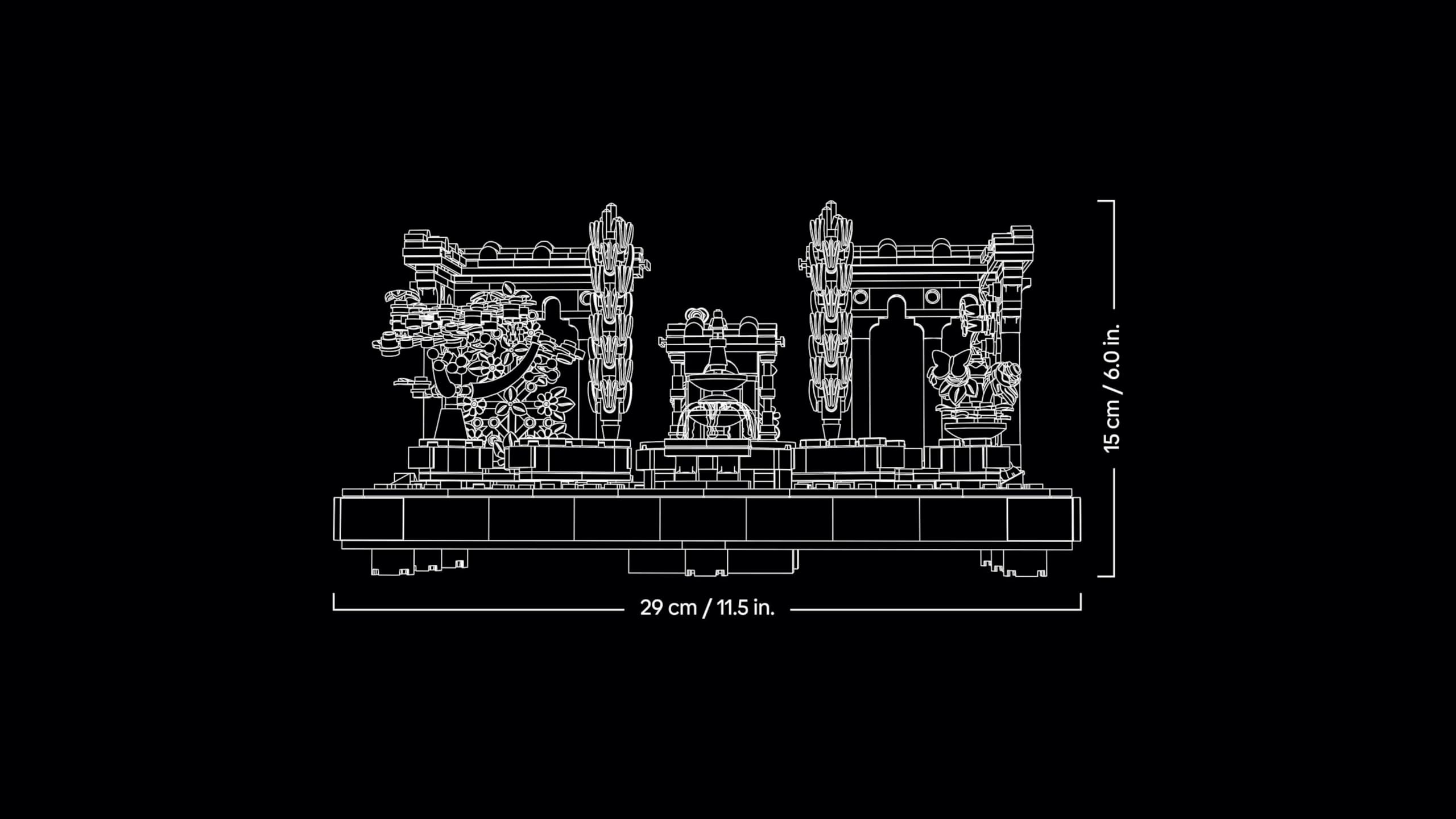 LEGO Icons Jardín con Fuente Maqueta para Adultos con Plantas y Flores Artificiales: Caléndula, Buganvilla, Geranio, Decoración para el Hogar, Figura de Pájaro, Regalo para Mujeres y Hombres 10359