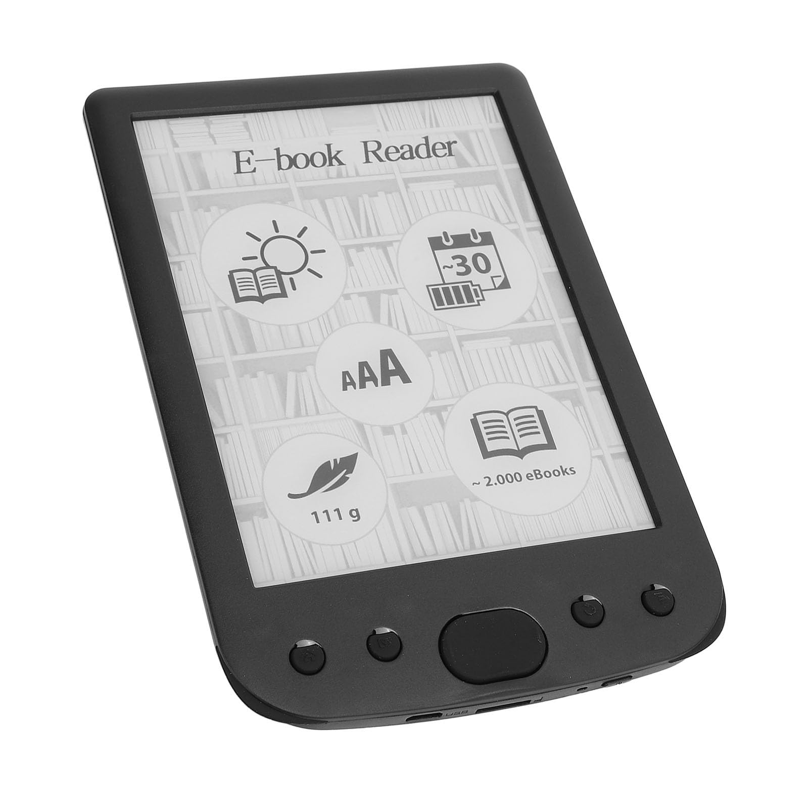 Lector Eléctrico con Pantalla de Tinta, Experiencia de Lectura Similar Al Papel, Lector de Libros Ligero de 6 Pulgadas para Múltiples Formatos de Archivos