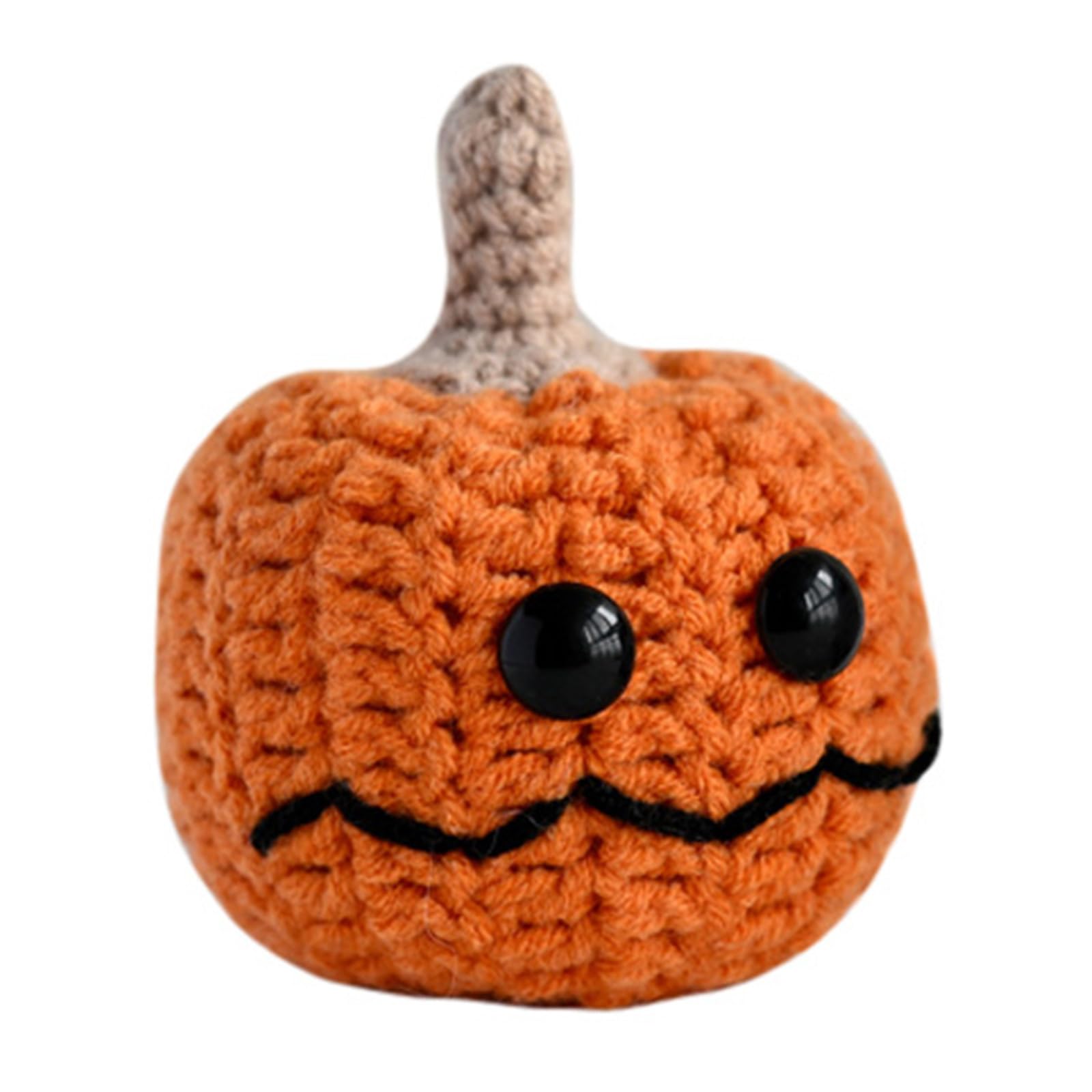 Xinsheinelry Testa di zucca lavorata a maglia fatta a mano con biglietti di auguri positivi Halloween Festival Crochet zucca bambole ornamento per regali