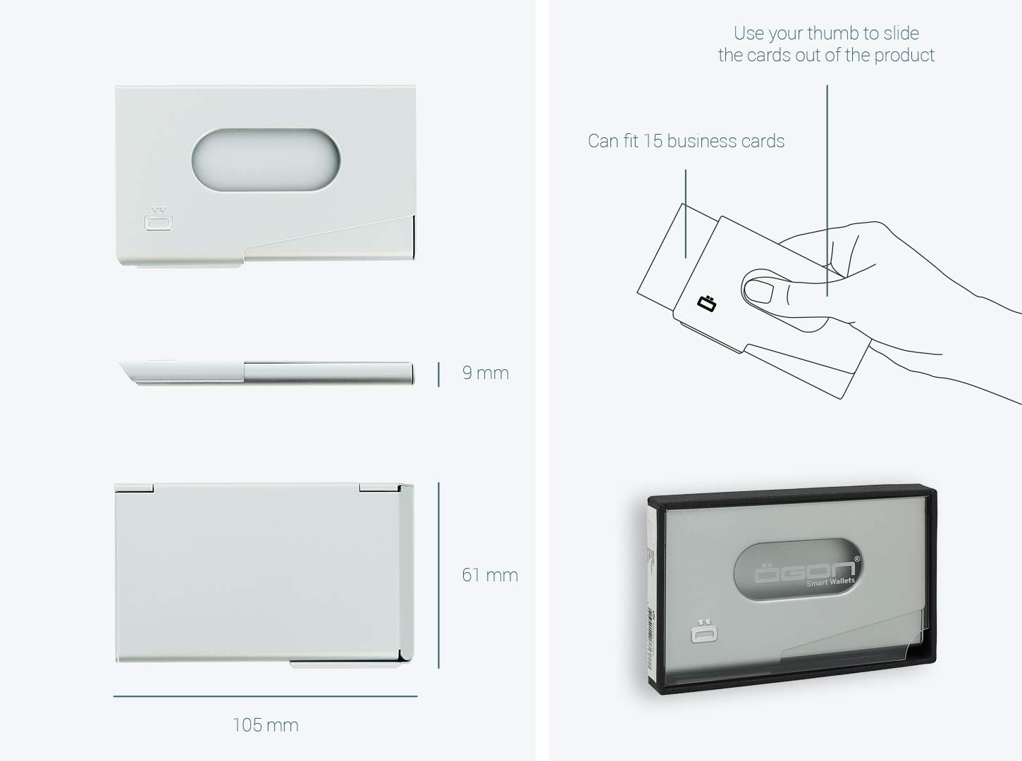 Business card holder by Ögon Designs - The original card slider One Touch in Aluminum - Rose Gold image 5