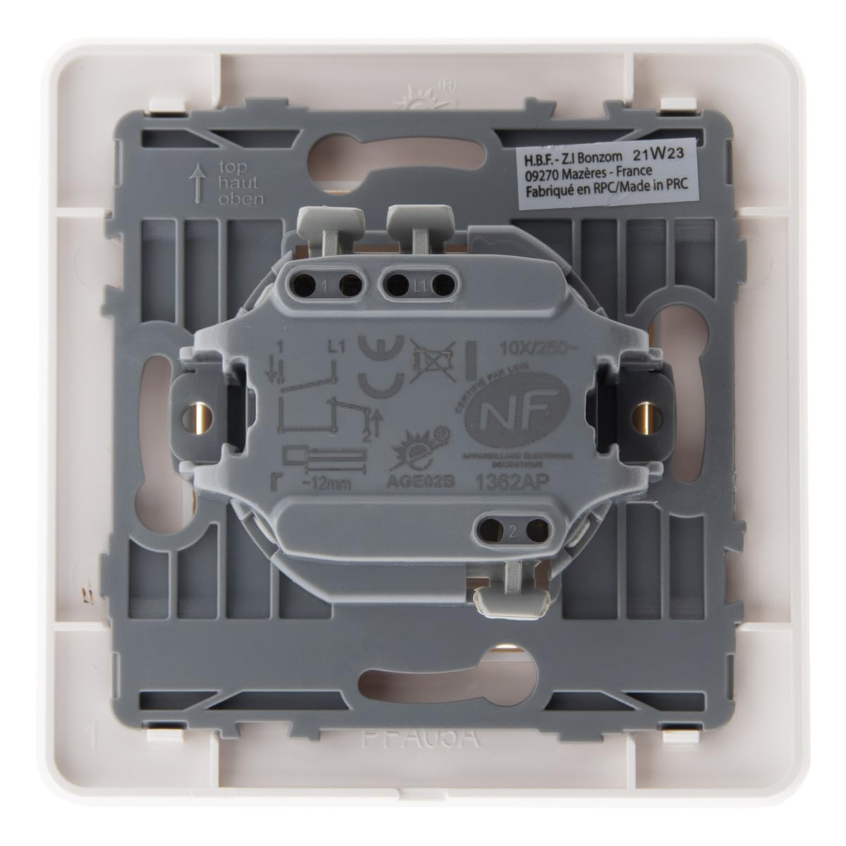 Zenitech - Mando para Persianas 2300W 10A - Instalación Empotrada Lista para Usar - Motor Compacto y Soporte con Clip - Ajuste Milimétrico - Blanco - 86x86 mm