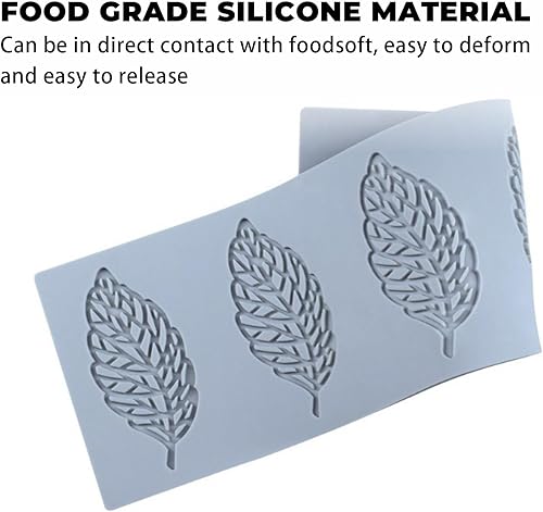 Miniatura 4 de Moldes de silicona de encaje de hojas, 5 moldes de hojas de silicona, moldes de silicona de encaje de caramelo de chocolate 3D para hornear, postre
