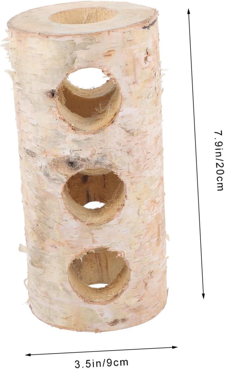 Happyyami Hamster Hideout Tube Natural Birch Adventure Tunnel for Pets for Dwarf Hamsters Mice and Gerbils Safe Chew Toy for Hiding Playing and Sleeping