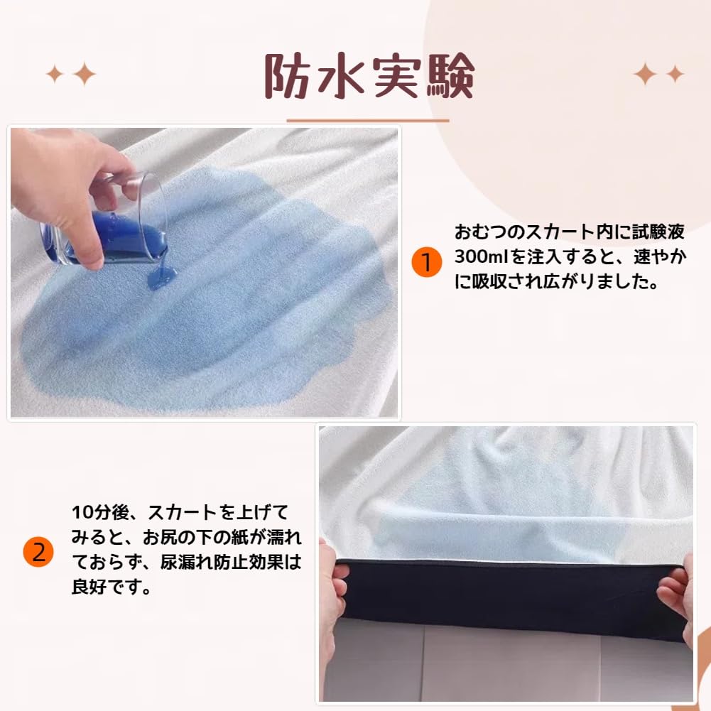 [LAROTSUBA] 月経スカート 大人用おむつ 介護おねしょスカート 吸水パッド 经期防水裙 漏れ防止 洗い可能 フルオープン 三層仕様 男女兼用 介護用 四季 オムツ交換 (ブルー, XL)