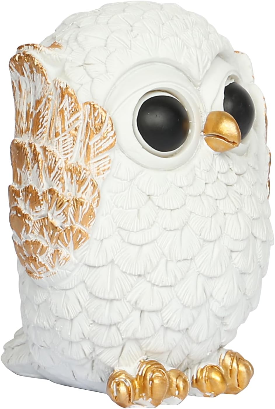 ARTVARKO Owl Resin Statue for Good Luck Money Feng Shui Wisdom Happiness Home Garden Showpiece Gift (Height 3.5 Inch White)
