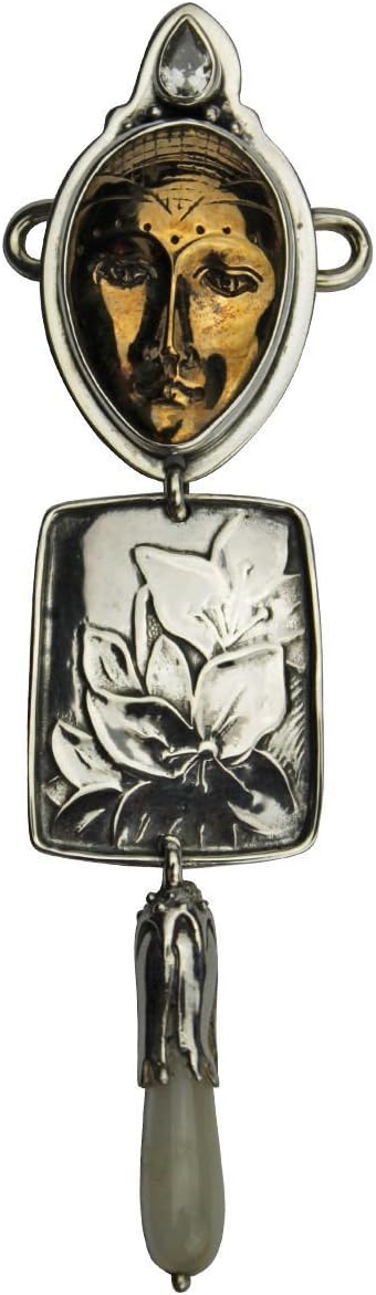 925 Silver Onyx Lotus Goddess Connector Charm for Women Esme's Vault CH601
